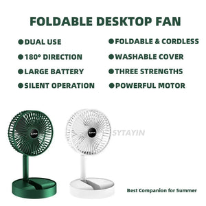 2 In 1 Foldable Telescopic Fan Portable Fan USB Mini Folding Telescopic Low Noise Household Fan